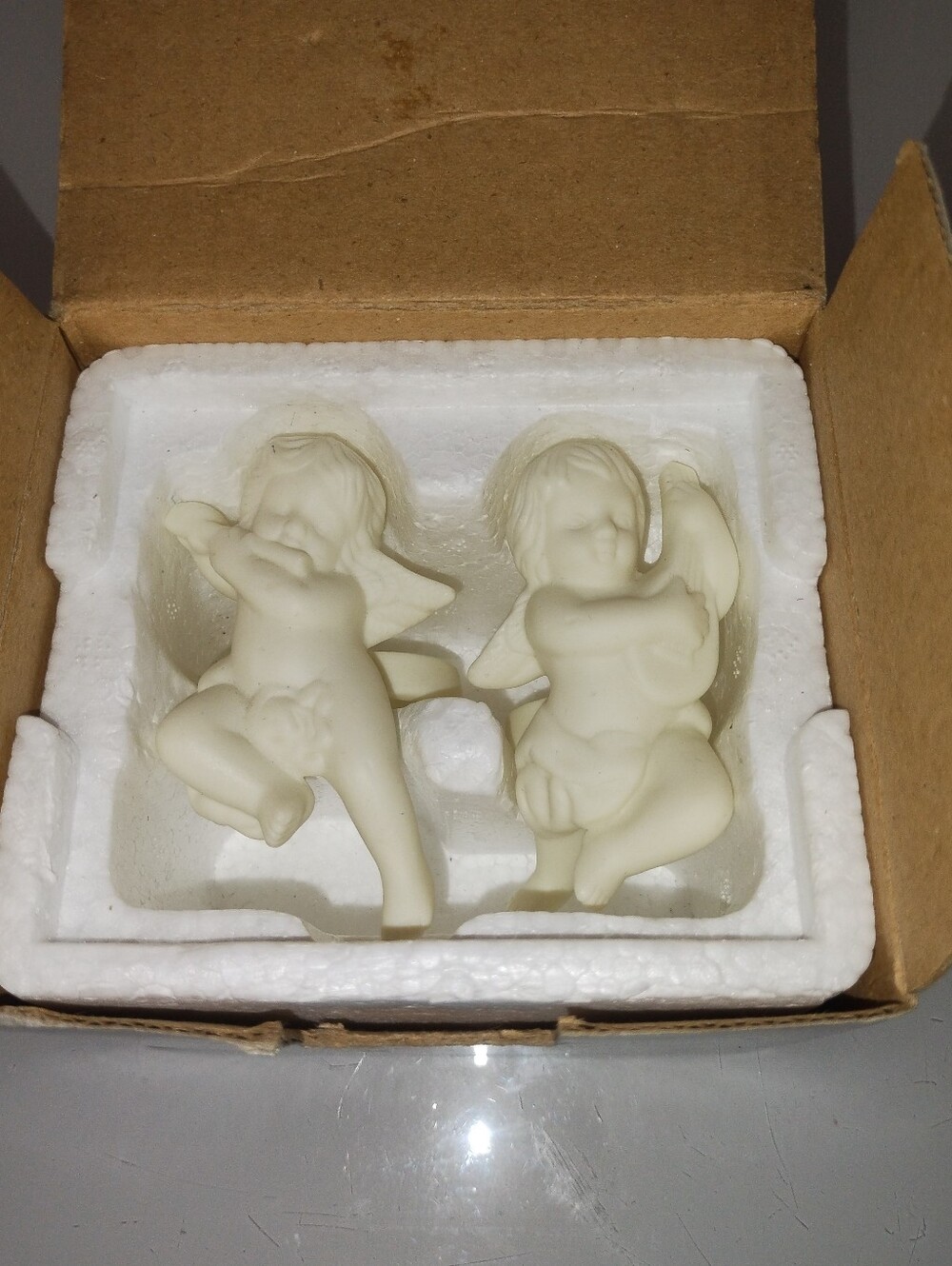 Vintage set of two PartyLite Cherub Tapered Candle Followers (Model P0190).